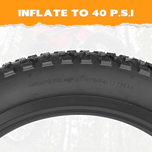 24x3.0 Fat Bicycle Tires with Inner Tubes - Black, Foldable Replacement for Electric & Snow Bikes (2 Tires + 2 Tubes)
