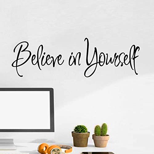 VWAQ Believe in Yourself Wall Decal - Living Room Wall Decor Motivational Stickers Inspirational Quotes Positive Affirmation Stickers Home Decor
