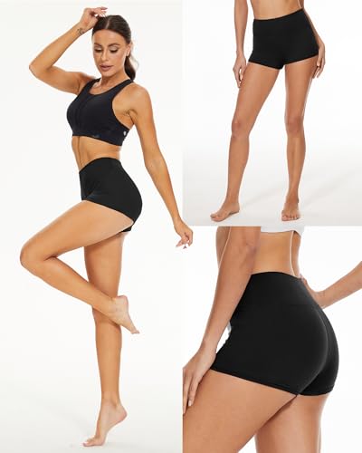 High Waisted Biker Shorts for Women - 3/5/8 Inch Black Spandex for Yoga & Workout
