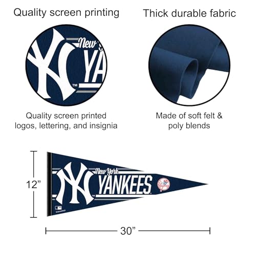 NY Yankees Large Felt Pennant - 12x30 Inch Team Decoration