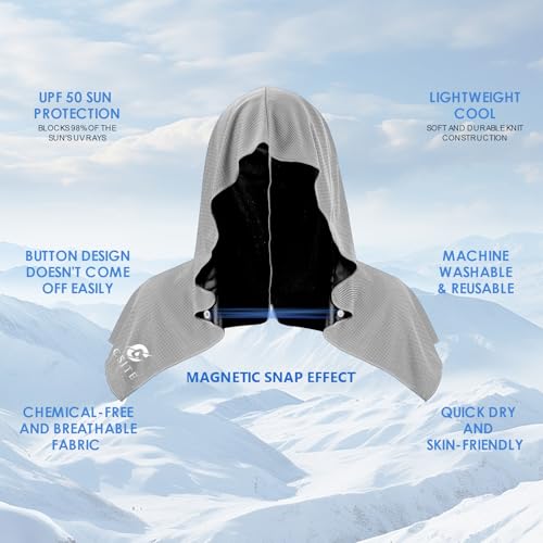 Cooling Hoodie Towel - Instant Cooling Neck & Face Towel - Light Gray