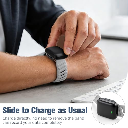 Getino Silicone Sport Strap for Whoop 5.0 Fitness Tracker Grey/Black Adjustable Waterproof Replacement Band