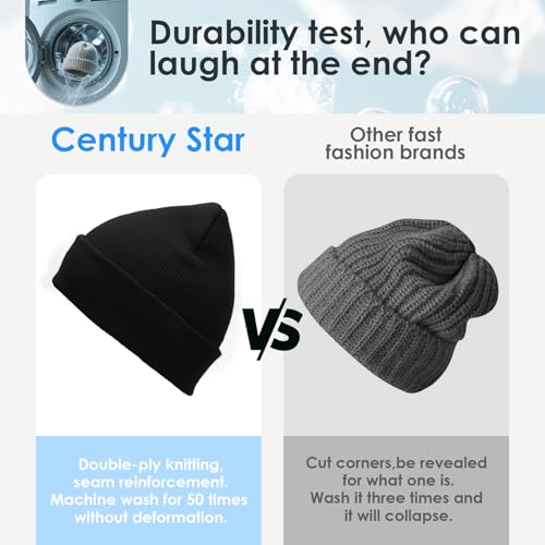 Soft Black Beanie Hat for Men & Women - One Size