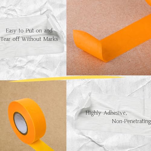 2 inch Orange Painters Tape,Wide Masking Washi Tape Bright Colours Easy to Remove Doesn't Seep Out Used for Marking Areas Covering Walls Tile Seam Getting Clean Crisp Lines 55 Yards
