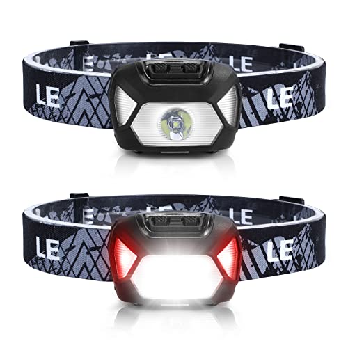 Super Bright LED Headlamp - Waterproof Battery-Powered - 2 Pack - Black