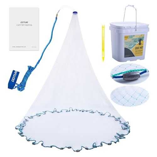 Goture 3/8" Mesh American Fishing Cast Net for Bait Fish Shrimp Trap