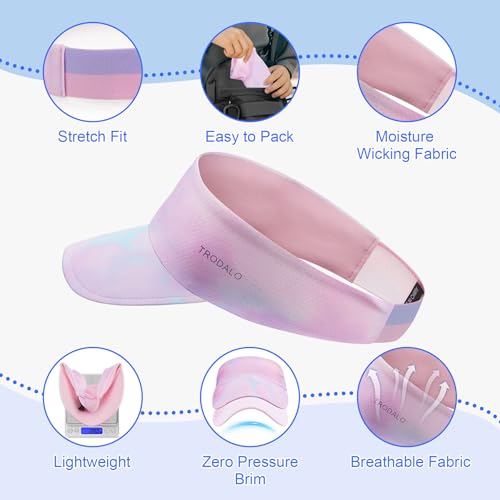 Kids Sun Visor Hats for Girls & Boys Pink Packable Cooling Stretchy Visor