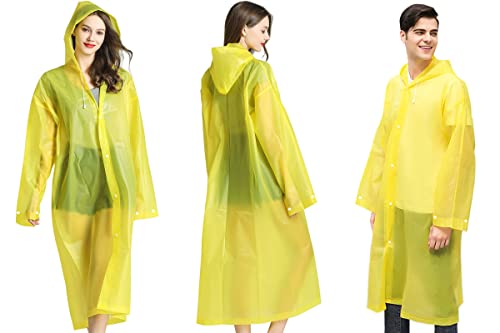Reusable Rain Ponchos for Adults - 2 Pack White & Yellow