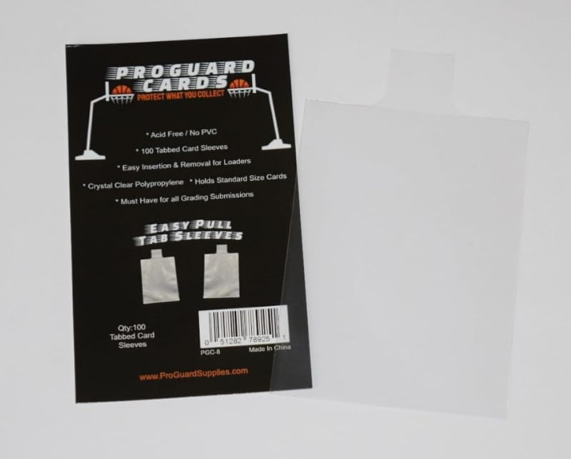 Tabbed Card Sleeves with Easy Pull Tab - 100 Pack for Top Loaders & Semi Rigid Holders