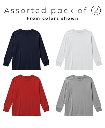 Boys' Long Sleeve Cotton T-Shirts - 2 Pack Surprise Colors