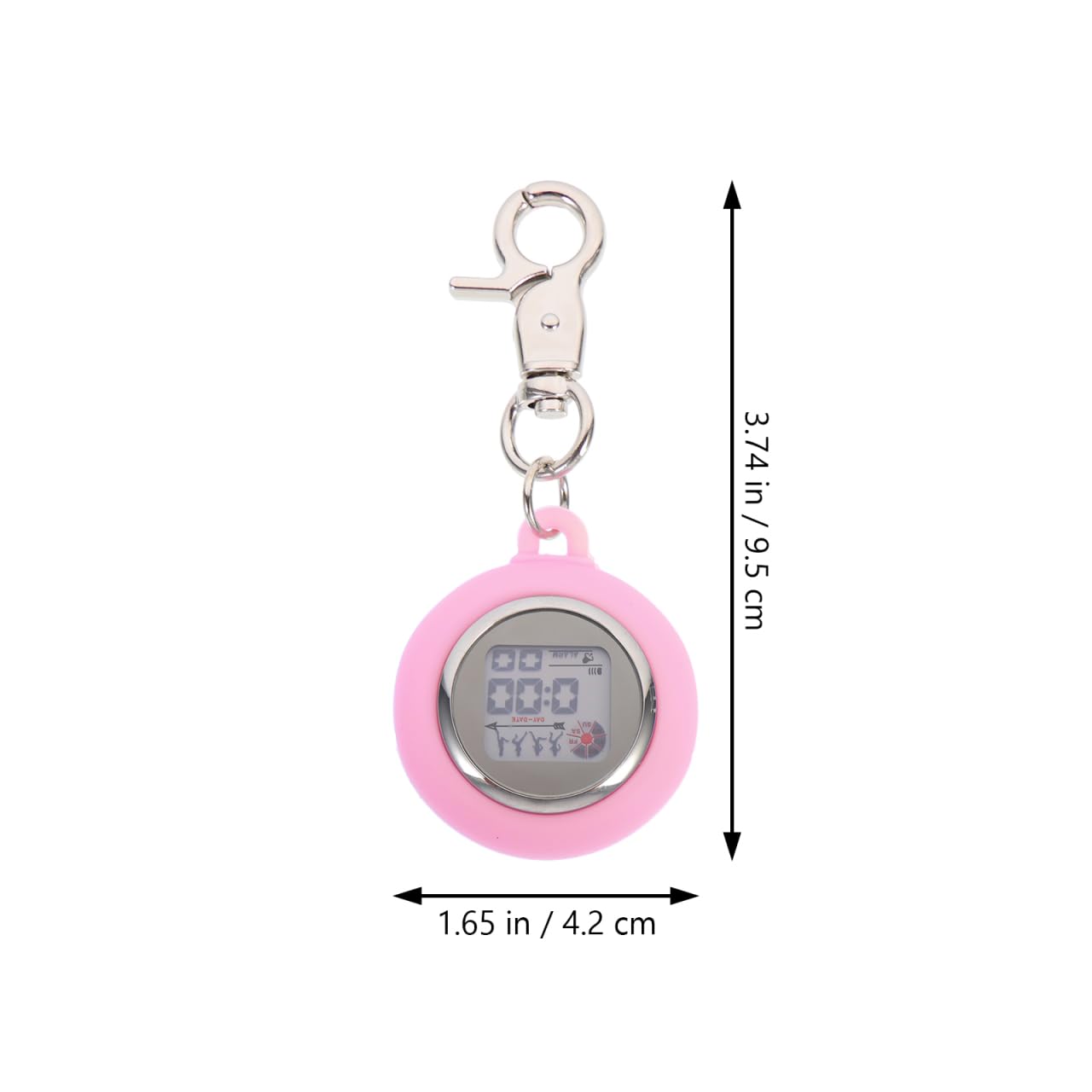 Didiseaon Electronic Nurse Table Digital Pocket Watch with Stopwatch Timer Night Light Calendar Alarm Clip Chest Watch Alloy Pink 3.74 Inch for Home Use