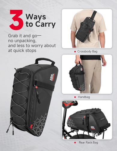 8L Rear Bike Rack Bag - Water Resistant Pannier for Cycling - Black