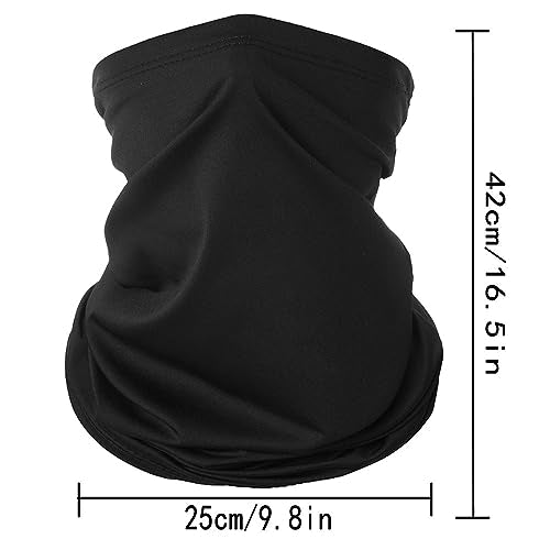 Summer Face Cover Scarf - 6 Pack Neck Gaiter for UV Protection - Black
