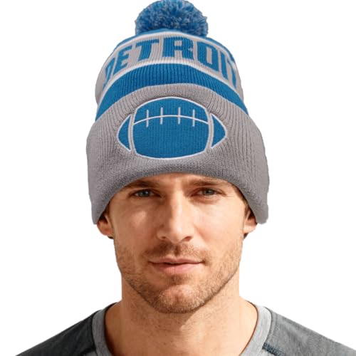 Knit Beanie Hat with Pom - Winter Cuffed Cap for Men & Women