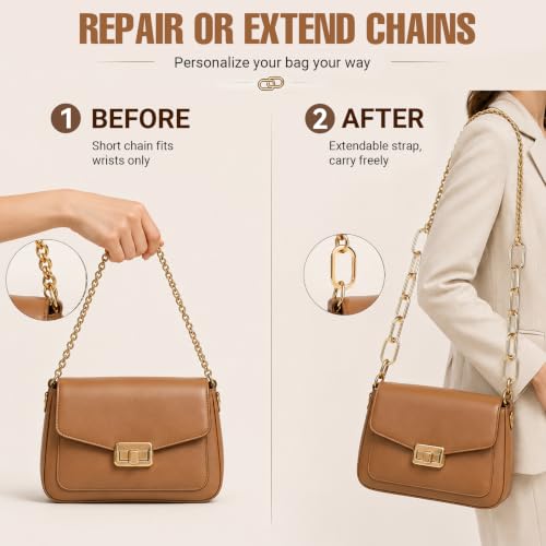 Mini Oval Carabiner Clips - 12Pcs Gold 1.15 Inch Spring Hook