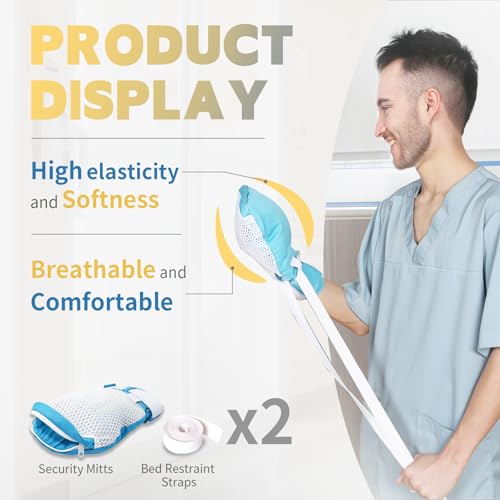 Restraint Gloves for Dementia Patient, Medical Assistance Glove with Zipper Opening For Finger Protection