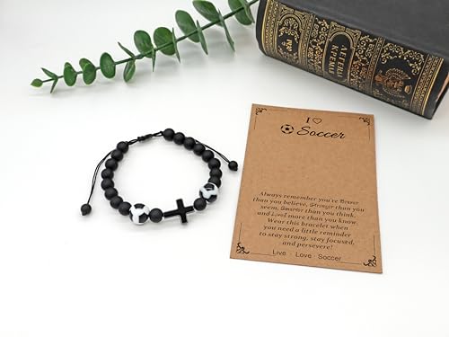 Basketball Soccer Baseball Bracelet Gift for Teens - Soccer-Cross