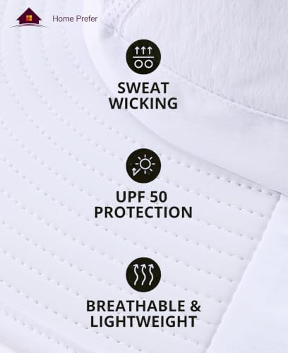 Home Prefer UPF 50+ Sun Hat for Men & Women with Neck Flap, Wide Brim, White