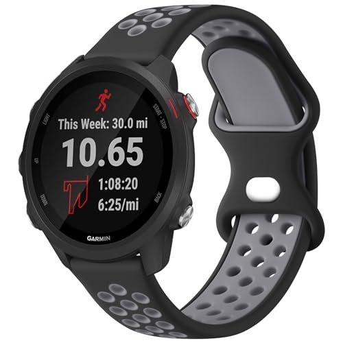 20mm Soft Silicone Sport Band for Garmin Forerunner - Black-Gray