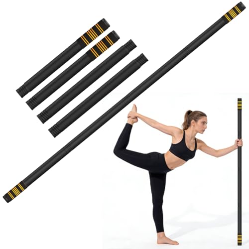 Adjustable 5ft Yoga Stick with Non-Slip Foam Sleeves - Black