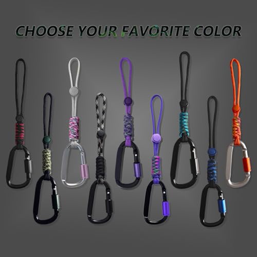 Paracord Keychain Carabiner Clip with D Ring & Screw Lock - Blue & Black