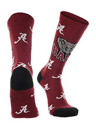 Calf Length Game Day Socks - Large - Crimson/Black/White