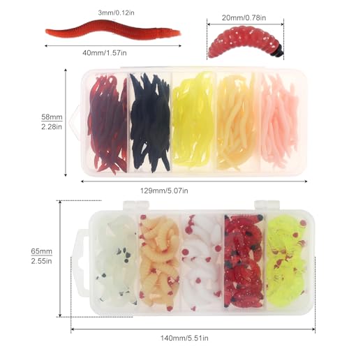 250pcs Soft Plastic Fishing Worms Lures - Realistic Bait for All Fish