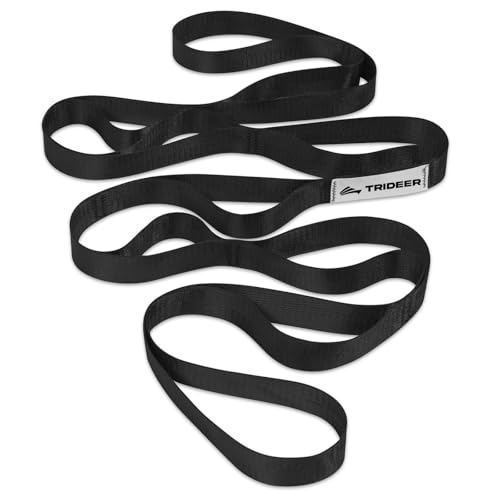 Non-Elastic Stretching Strap with Loops for Physical Therapy - Black 75" x 1"