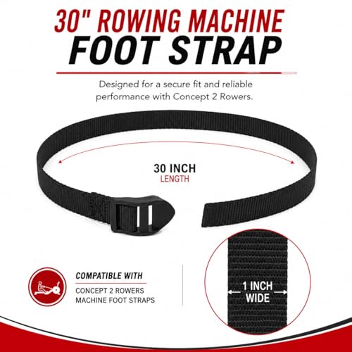 Rowing Machine Replacement Foot Straps - Black, 1 Pack