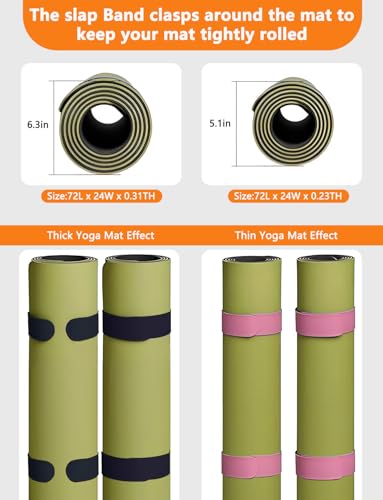 Yoga Mat Strap - 2 Pcs Black Scrunchie Slap Band for Travel