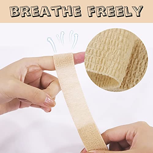 Self-Adhesive Cohesive Bandage Wrap - 8 Pack, 1 Inch x 5 Yards - White
