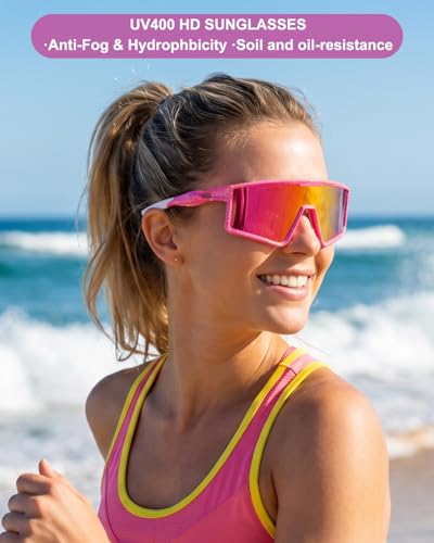 Sports Sunglasses UV400 Protection - Pink Frame & Pink Lens