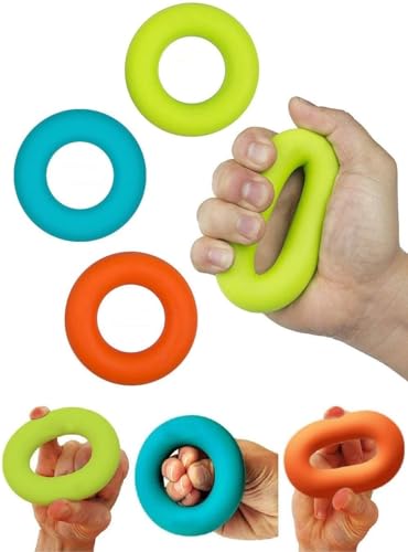 Grip Strength Trainer Rings - Silicone Hand Exerciser with 3 Resistance Levels