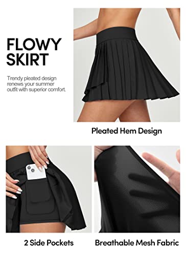 High Waisted Pleated Tennis Skirt with Pockets for Women