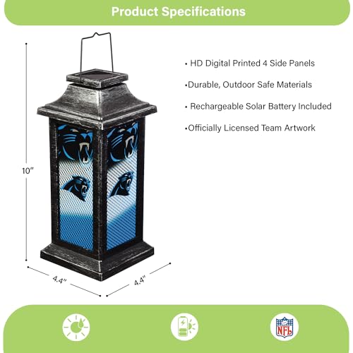 NFL Solar Powered Lantern - Carolina Panthers Team Spirit