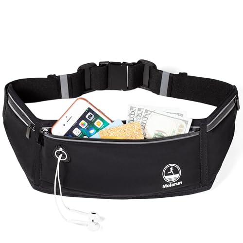 Slim Running Belt Fanny Pack - Water Resistant Phone Holder - Black