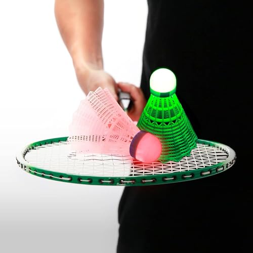 LED Glow-in-the-Dark Nylon Badminton Shuttlecocks - 4 Pack Night Birdies