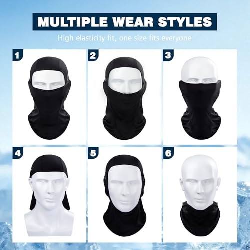 Black 2 Pack Balaclava Face Masks for Sun UV Protection Breathable Cooling Outdoor Sports