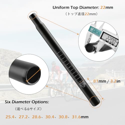 Aluminum Bike Seat Post 27.2mm - 350mm Length, Lightweight Alloy