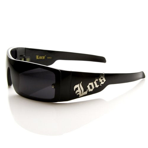 Locs One-Piece Shield Sunglasses Dark Lens Black 60mm Gangsta Wraps