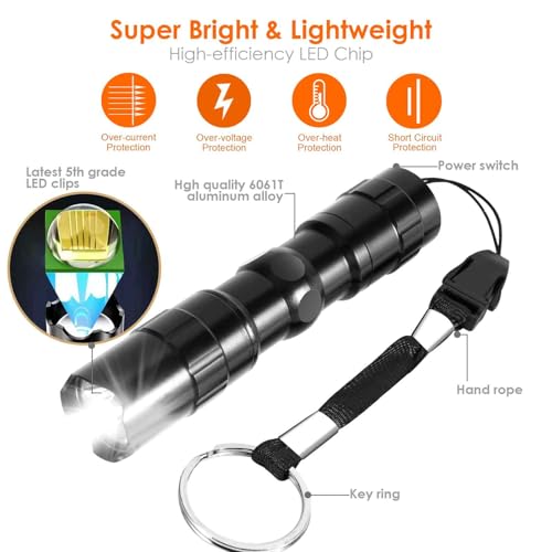 Mini Tactical LED Flashlight - High Lumen Waterproof Pen Light - 1 Pack Black