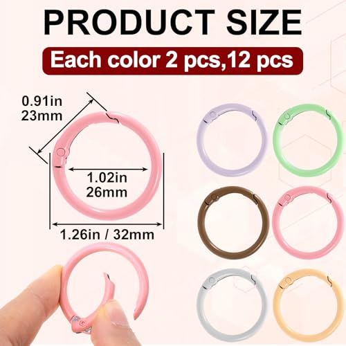 Round Spring O Rings - 12 Pcs, 32mm, 6 Colors