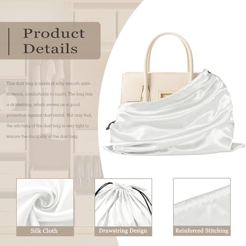 Drawstring Satin Dust Bags 3 Pack - White 19.6 x 15.7 in