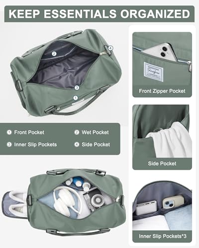 Waterproof Gym Bag with Shoe Compartment & Wet Pocket