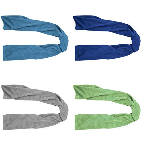 Cooling Towels 4 Pack - 40x12 Inch Microfiber Neck & Face Towels - Multicolor