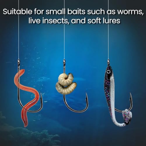 Baitholder Fishing Hooks - 100 Pcs, Black, Size 6#