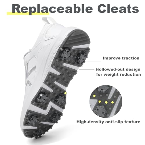 Mens White Spiked Golf Shoes Non Slip Waterproof Professional - DARIBOM 12