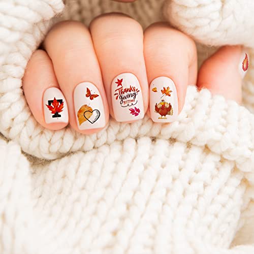24 Sheets Fall Nail Art Stickers - Autumn Water Transfer Decals