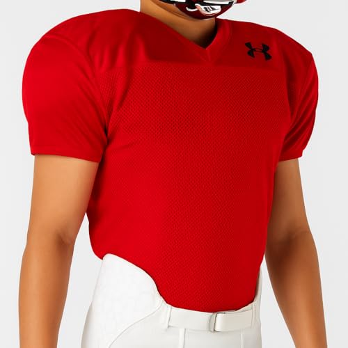 Under Armour Youth Boys Football Jersey Large Red Practice & Game Breathable Lightweight