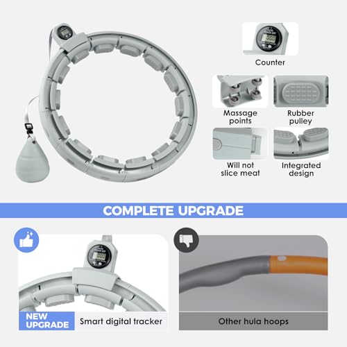 Weighted Fitness Hoop with Digital Counter - Adjustable 30-50 Inch